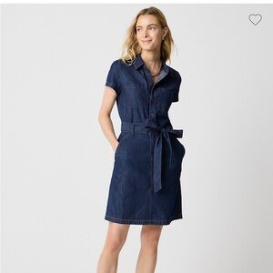 Chambray Denim Shirt Dress with Tie Waist